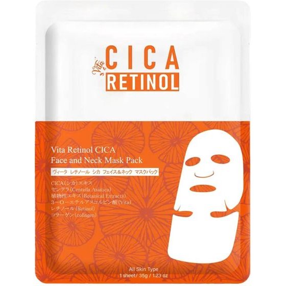 Mitomo Vita Retinol CICA Face and Neck Mask - (1154)