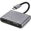 Powertech Docking Station 4 �����, USB-C, 4K, 100W, ���� - (CAB-UC101)