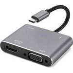 Powertech Docking Station 4 �����, USB-C, 4K, 100W, ���� - (CAB-UC101)