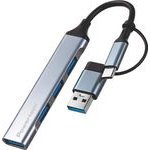 Powertech Usb Hub 4x �����, Usb 3.0, 5Gbps, Usb & USB-C �������, ���� - (PTR-0206)