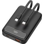 Deltaco Power Bank 10.000 mAh, 1xUSB-A, 1xUSB-C, 2x ������������ ������� USB-C, Pd 20 W, ����� - (PB-CC100)