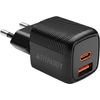 Fitpaddy ��������� ����� ������� 30W Mini Gan Travel Charger, 1xUSB-A, 1xUSB-C ������ - (TC30WBK)