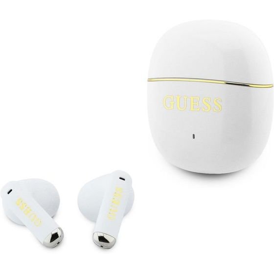 Guess Gold Line Glossy Classic Logo Tws Wireless Earphones White - (GUTWSG3HGECH)