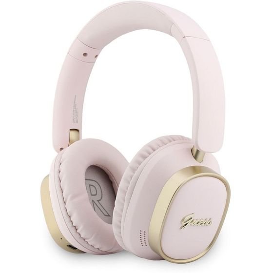 Guess Rectangle Metal Script Logo Enc Wireless Headphone Pink - (GUBHV28HGCSMP)