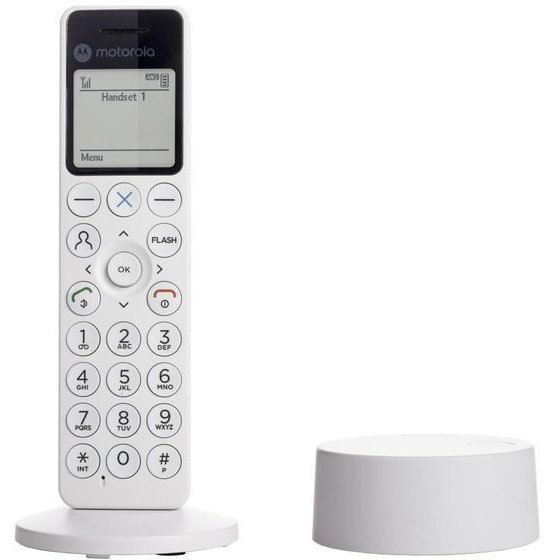 Motorola Cordless Landline Phone DOT411 White - (107DOT411)