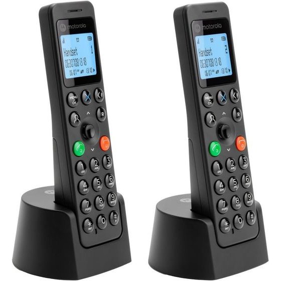 Motorola Set Of DOT202 Cordless Landline Phones Black 2 psc. - (107DOT202BLACK)