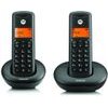 Motorola Set Of E202 Cordless Landline Phones 2 pcs. Black - (107E202)