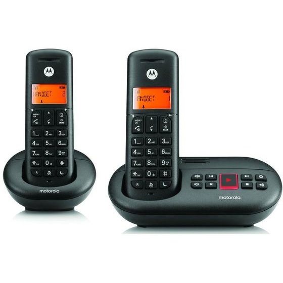 Motorola Set Of E212 Cordless Landline Phones 2 pcs. Black - (107E212)