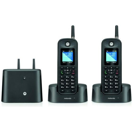 Motorola Set Of O202 Cordless Landline Phones 2 pcs. With Far Distance Antena Black - (107O202BL-EU)