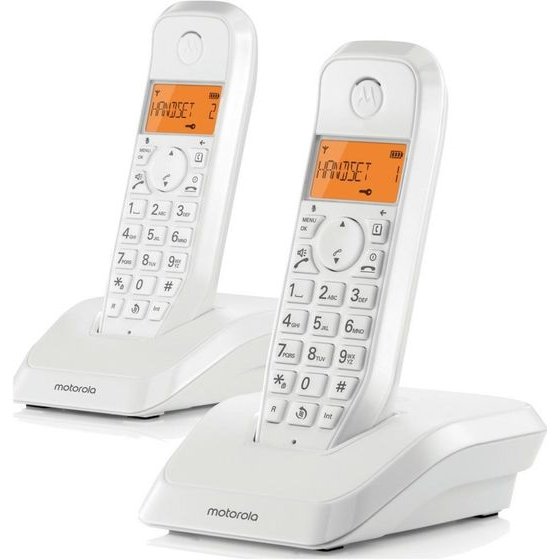 Motorola Set Of S1202 Cordless Landline Phones 2 pcs. White - (107S1202WHITE)