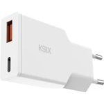 Ksix ��������� ����� ������� Ultraslim, 1xUSB-A, 1xUSB-C, 30W, GaN, PPS, Power Delivery ������ - (BCD30WC01)