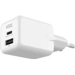 Ksix ��������� ����� �������, 1xUSB-A, 1xUSB-C, 20W, GaN, PPS, Power Delivery ������ - (BCD20GANACB)