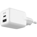 Ksix ��������� ����� �������, 1xUSB-A, 1xUSB-C, 30W, GaN, PPS, Power Delivery ������ - (BCD30GANACB)