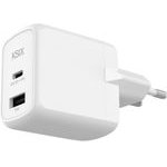Ksix ��������� ����� �������, 1xUSB-A, 1xUSB-C, 45W, GaN, PPS, Power Delivery ������ - (BCD45GANACB)