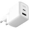 Ksix ��������� ����� �������, 1xUSB-A, 1xUSB-C, 45W, GaN, PPS, Power Delivery ������ - (BCD45GANACB)