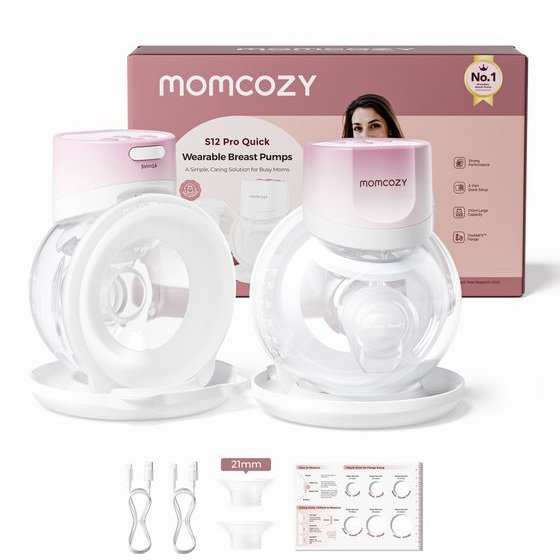 MOMCOZY S12 Pro Quick Pink Double Pack | Shell Breast Pump | Wireless, double, Pink Colour - (BP335-PK71000B12106-A)