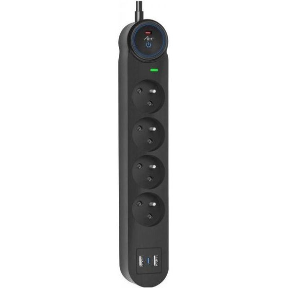 ART Extension Cord 4 Sockets + 2 x Usb A + Usb C FU815 3 m black