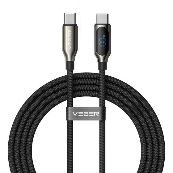 Veger Cable With Led Display Type C To Type C Pd 5A 100W CC1-Xhj 1,5 m black