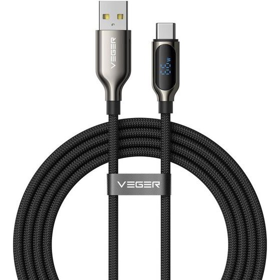 Veger Cable With Led Light Indicator Type C To Type C Pd 5A 100W CC1-Zsd 1,5 m black