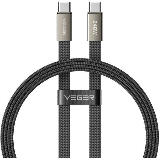 Veger Flat Cable Type C To Type C Pd 5A 240W CC2-Mtb 1,5 m black