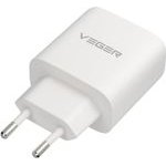 Veger Phone Charger Usb A + Typ C Pd QC3.0 3,25A 65W + Cable Usb C To Usb C TR67 white