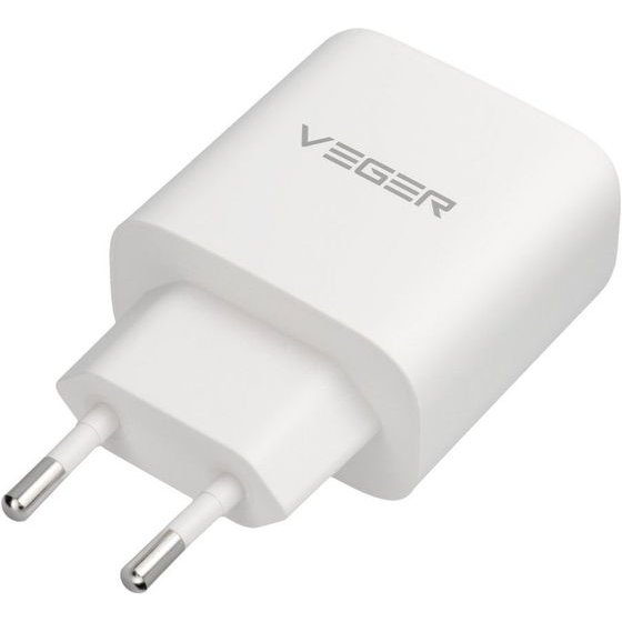 Veger Phone Charger Usb A + Typ C Pd QC3.0 3,25A 65W + Cable Usb C To Usb C TR67 white