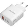 Veger Phone Charger Usb A + Typ C Pd QC3.0 3,25A 65W + Cable Usb C To Usb C TR67 white