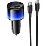 Hoco Car Charger Usb A + 2xUsb C Pd QC3.0 37W + Cable Usb C To C Z69A black