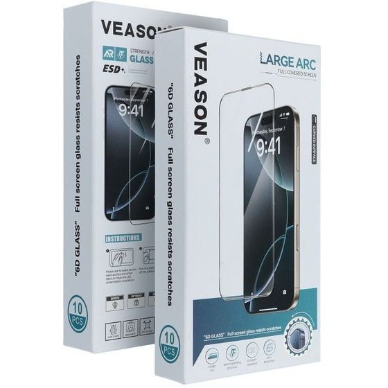 Veason 6D Pro Glass (Set 10in1) - For Iphone 17 Pro / 18 Pro black