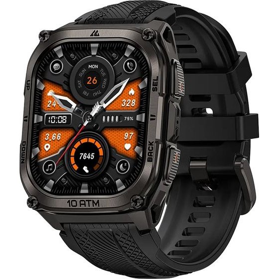 KOSPET Smartwatch Tank M4, Heart rate, 1.96'' AMOLED, GPS, 10 Atm & IP69K, ����� - (KOS-TANKM4-BK)