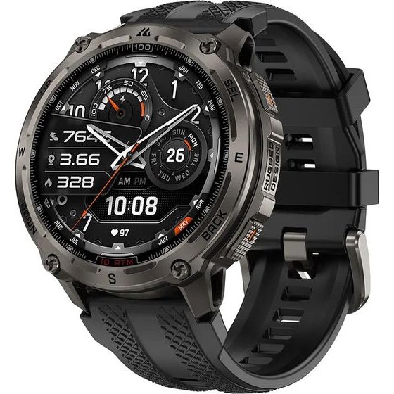 KOSPET Smartwatch Tank T4, Heart rate, 1.43'' AMOLED, GPS, 10 Atm & IP69K, ����� - (KOS-TANKT4-BK)