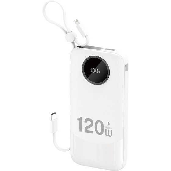 Dudao K13 10000mAh Powerbank With Built-In Cable - White K13-White - (K13-New White)