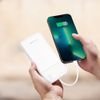 Wozinsky 10000mAh 10W Powerbank With Built-In Cables And Flashlight - White 5907769388088 - (W11-W)