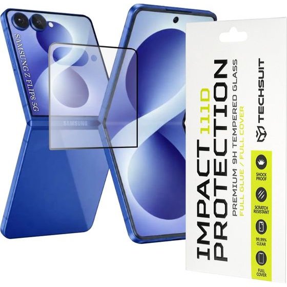 Techsuit - 111D Full Cover / Full Glue Glass - Samsung Galaxy Z Flip8 - Black