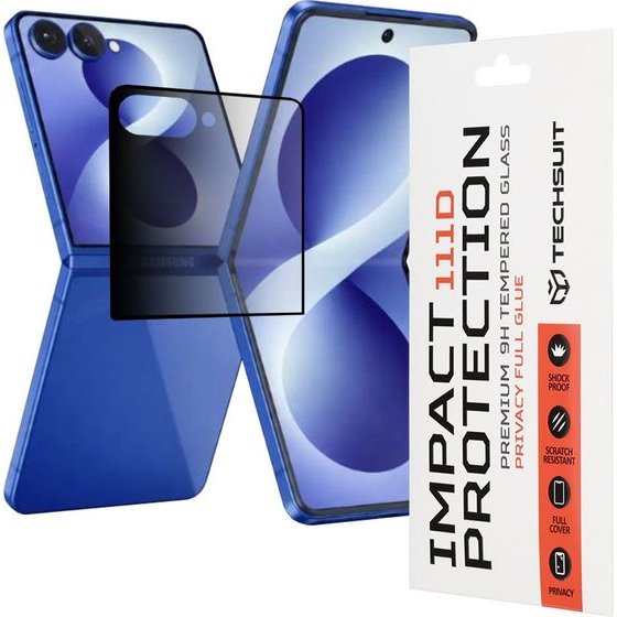 Techsuit - 111D Privacy Full Glue - Samsung Galaxy Z Flip8 - Black