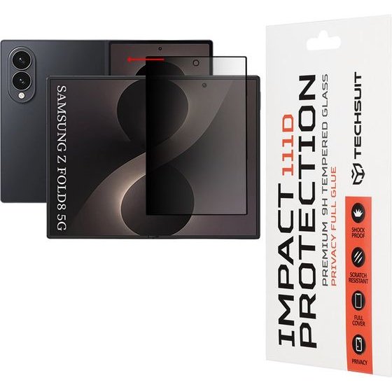 Techsuit - 111D Privacy Full Glue - Samsung Galaxy Z Fold8 - Black