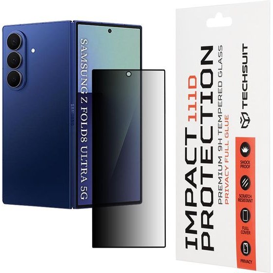 Techsuit - 111D Privacy Full Glue - Samsung Galaxy Z Fold8 Ultra - Black