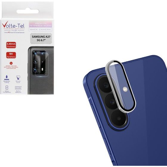 Volte-Tel Camera Glass Cover Samsung A27 5G A276 6.7in 9H 0.33MM Easy Application SILVER