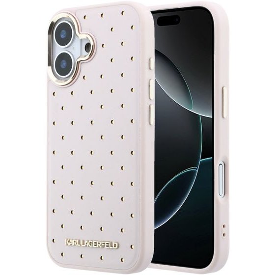 Karl Lagerfeld Pu Perforated Gold Dots Magsafe Case For Iphone 17 Pink - (KLHMP17S6PPDKLP)