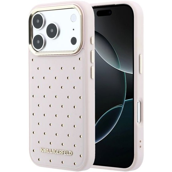 Karl Lagerfeld Pu Perforated Gold Dots Magsafe Case For Iphone 17 Pro Max Pink - (KLHMP17X6PPDKLP)