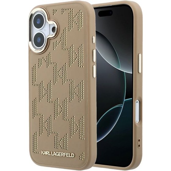 Karl Lagerfeld Pu Perforated Monogram Magsafe Case For Iphone 17 Beige - (KLHMP17S6PPMDPE)