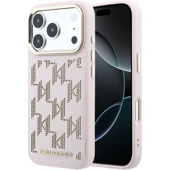 Karl Lagerfeld Pu Perforated Monogram Magsafe Case For Iphone 17 Pro Pink - (KLHMP17L6PPMDPP)