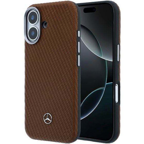 MERCEDES Pu Leather Wood Semi Wrap Magsafe Case For Iphone 17 Camel - (MEHMP17S25PFWWPCA)