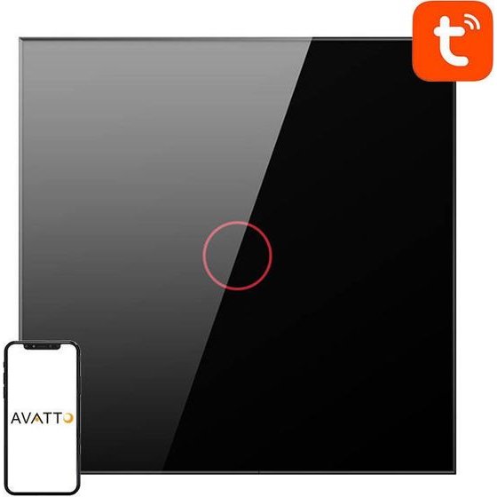 Avatto Smart Light Switch Wifi 1 Way Tuya (black) - (TS02-EU-B1)