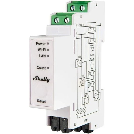 Shelly �������� ���������� �������� Pro 3EM 120A �� 3 �����������: WiFi/Bluetooth/Matter - (Pro 3EM Matter)