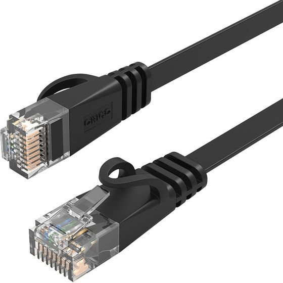 Orico PUG-C7B CAT7 10GBps RJ45 Ethernet Network Cable Internet Lan Flat 5m - Black -PUG-C7B-50-BL-Ep - (ORICO-PUG-C7B-50-BK-EP-HU)