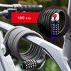 Rockbros RKS531 Bike Lock With 5-Digit code, Steel cable, 180 cm, With Led Lighting - Black - (RKS531-1BK)