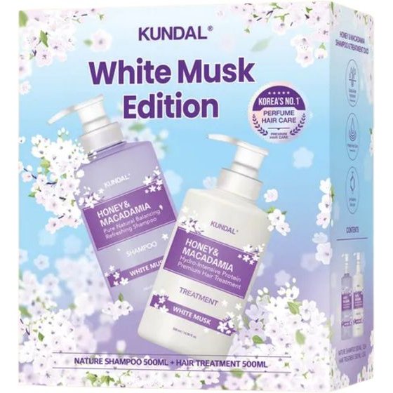 KUNDAL Honey & Macadamia Shampoo + Treatment Set - White Musk - ��� �������� & ��������� ��� ����� & ���������� - (KUN-43)