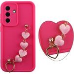 Volte-Tel Silicon Tpu With Strap ���� Samsung A37 5G A376 6.7in Full Camera Protection Pink With Pink HEARTS
