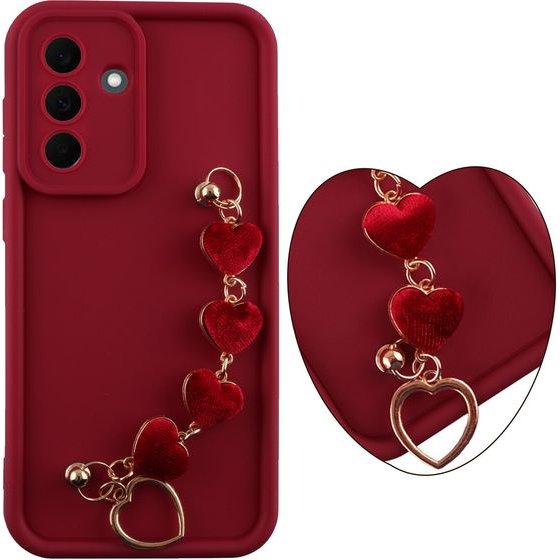 Volte-Tel Silicon Tpu With Strap ���� Samsung A57 5G A576 6.7in Full Camera Protection Burgundy With Red HEARTS